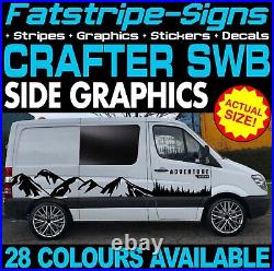 To fit VW CRAFTER SWB MOUNTAIN GRAPHICS STICKERS STRIPES CAMPER VAN MOTORHOME