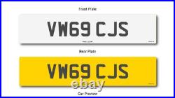 VW69 CJS Number Plate Volkswagen transporter Camper van Car Motorhome