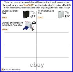 Water Tank Kit 31L Camper Van Motorhome Motocross Horsebox Boat Workshop TA8.01