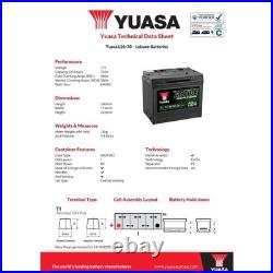 Yuasa L26-70 Leisure Battery 12V 70Ah 3YrW For VW T4 T5 T6 Camper Van Motorhome